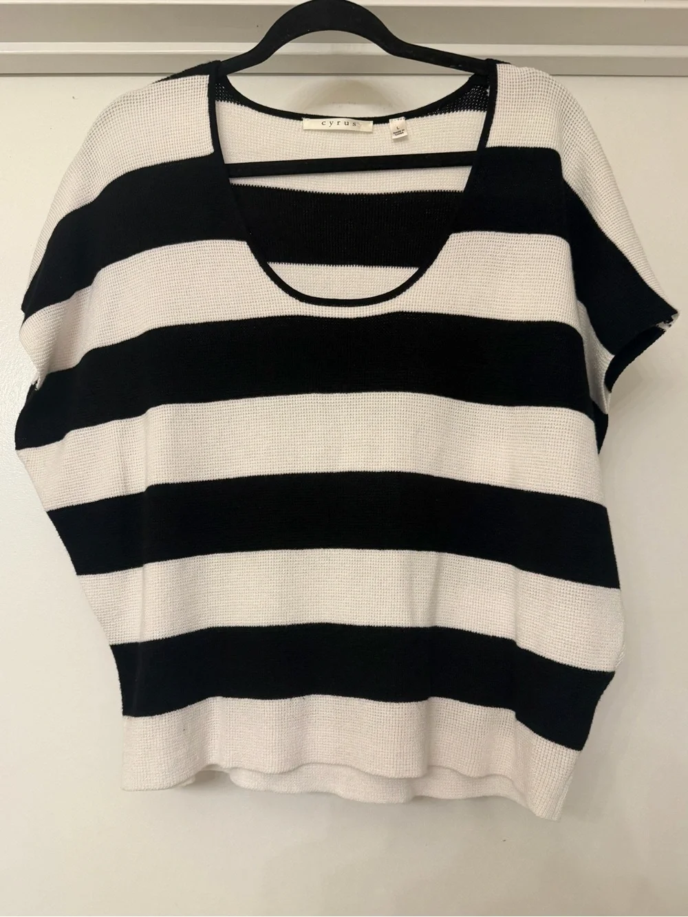 Cyrus Black & White Striped Women’s Knit Top